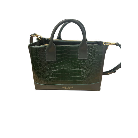 Teddy Blake Tasche Grün Croco Leder Made in Italy Edel Top Zustand Schultergurt