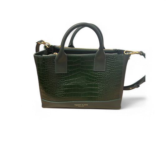 Teddy Blake Tasche Grün Croco Leder Made in Italy Edel Top Zustand Schultergurt