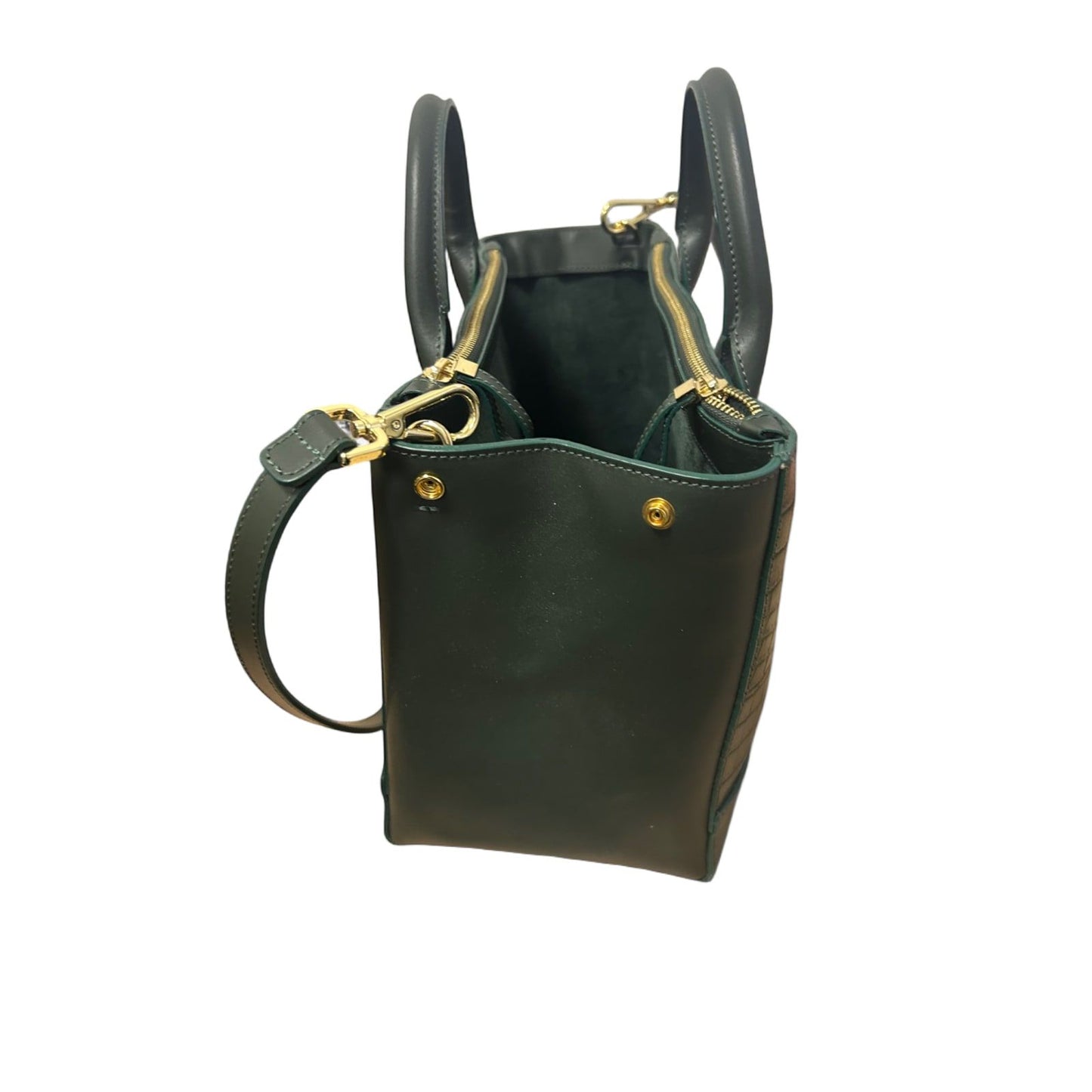 Teddy Blake Tasche Grün Croco Leder Made in Italy Edel Top Zustand Schultergurt