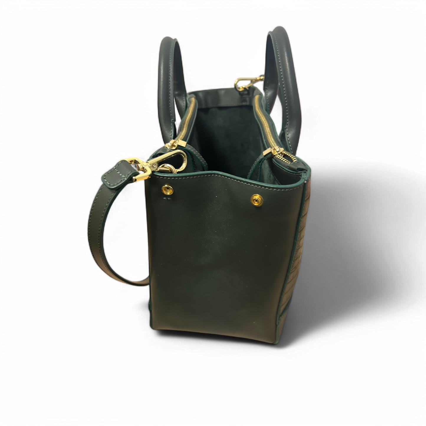 Teddy Blake Tasche Grün Croco Leder Made in Italy Edel Top Zustand Schultergurt