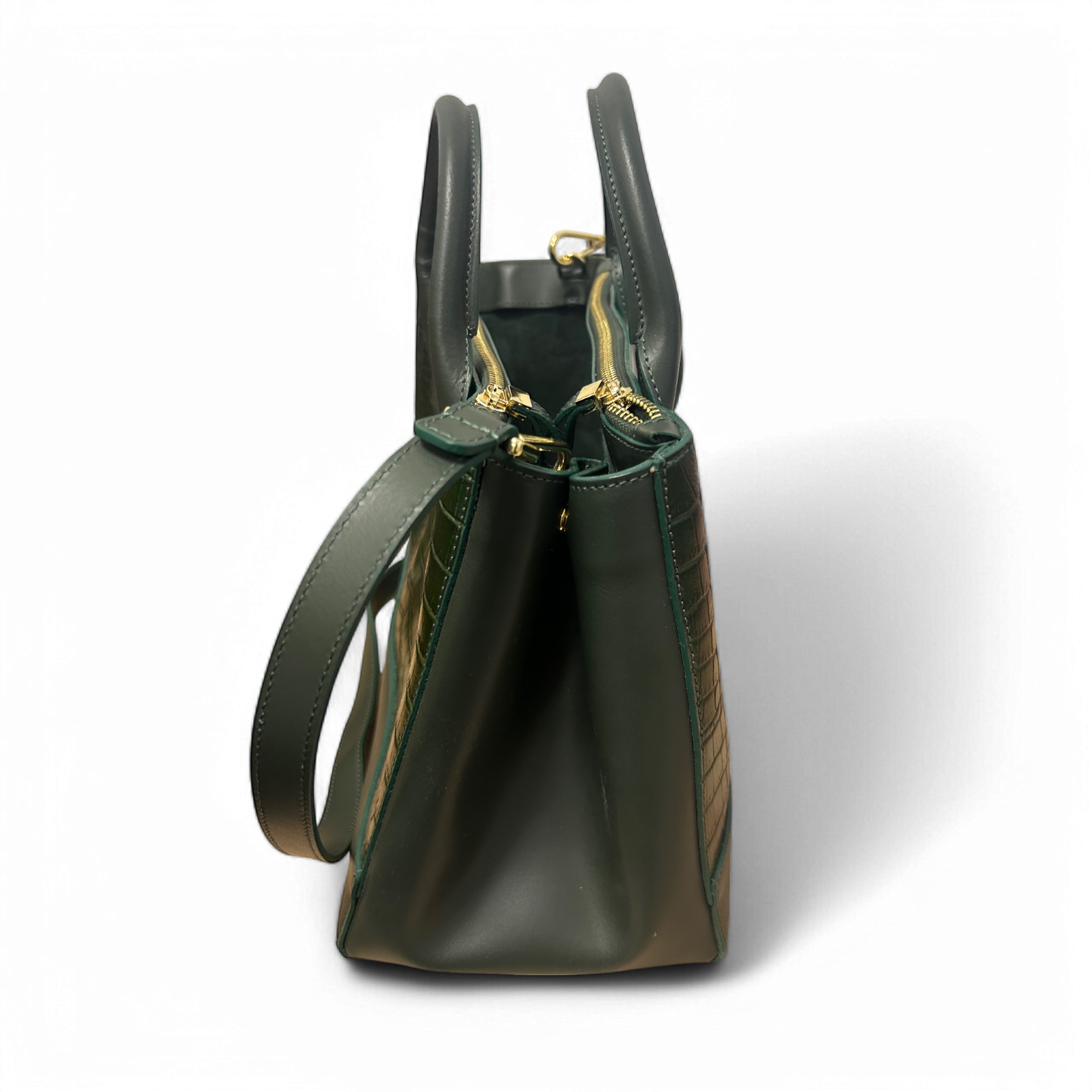 Teddy Blake Tasche Grün Croco Leder Made in Italy Edel Top Zustand Schultergurt