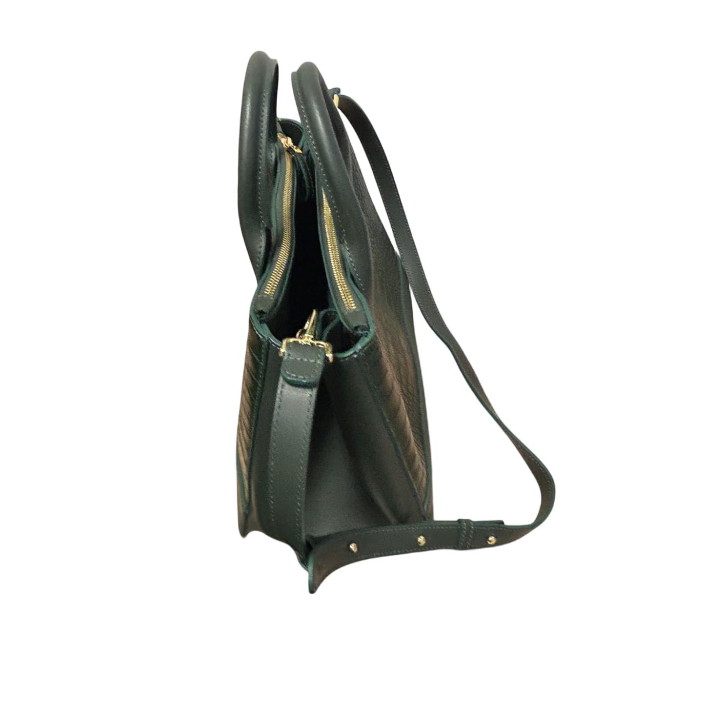 Teddy Blake Tasche Grün Croco Leder Made in Italy Edel Top Zustand Schultergurt