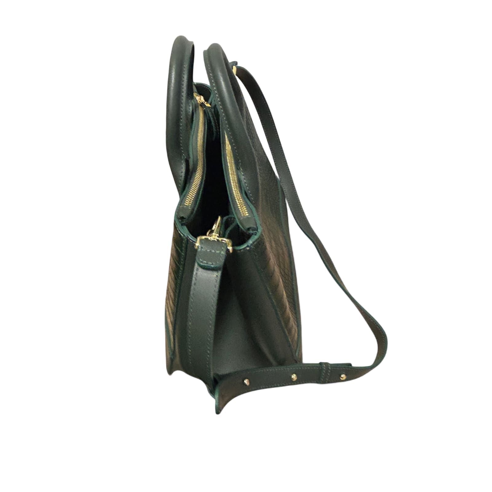 Teddy Blake Tasche Grün Croco Leder Made in Italy Edel Top Zustand Schultergurt