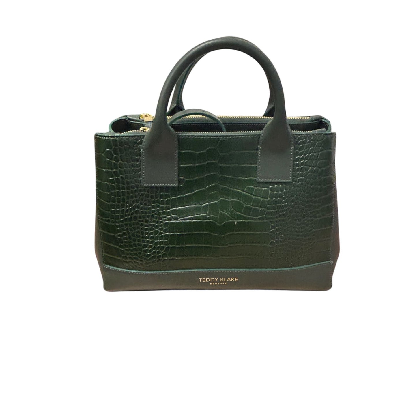Teddy Blake Tasche Grün Croco Leder Made in Italy Edel Top Zustand Schultergurt