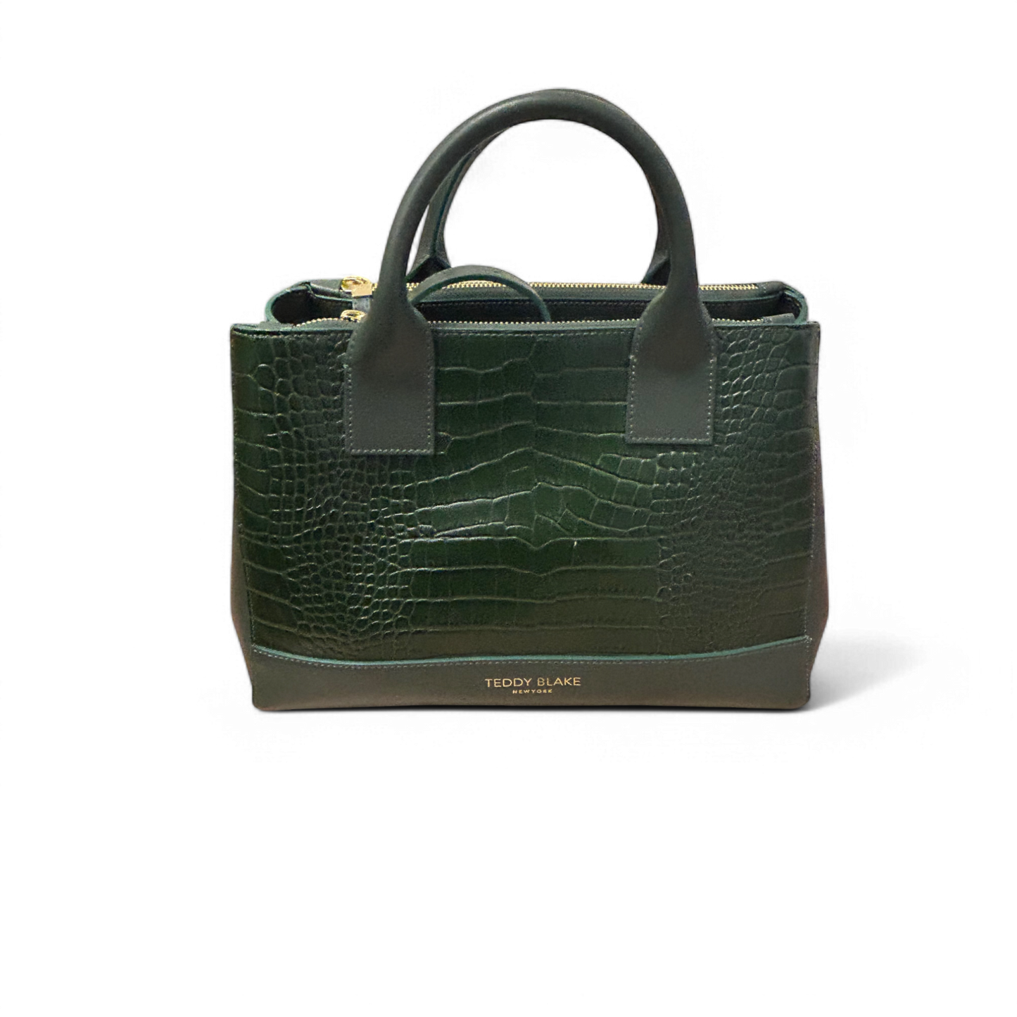 Teddy Blake Tasche Grün Croco Leder Made in Italy Edel Top Zustand Schultergurt