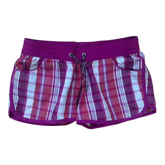 Fishbone Shorts Damen Gr M Pink Kariert Sommer Leicht Casual Elastisch