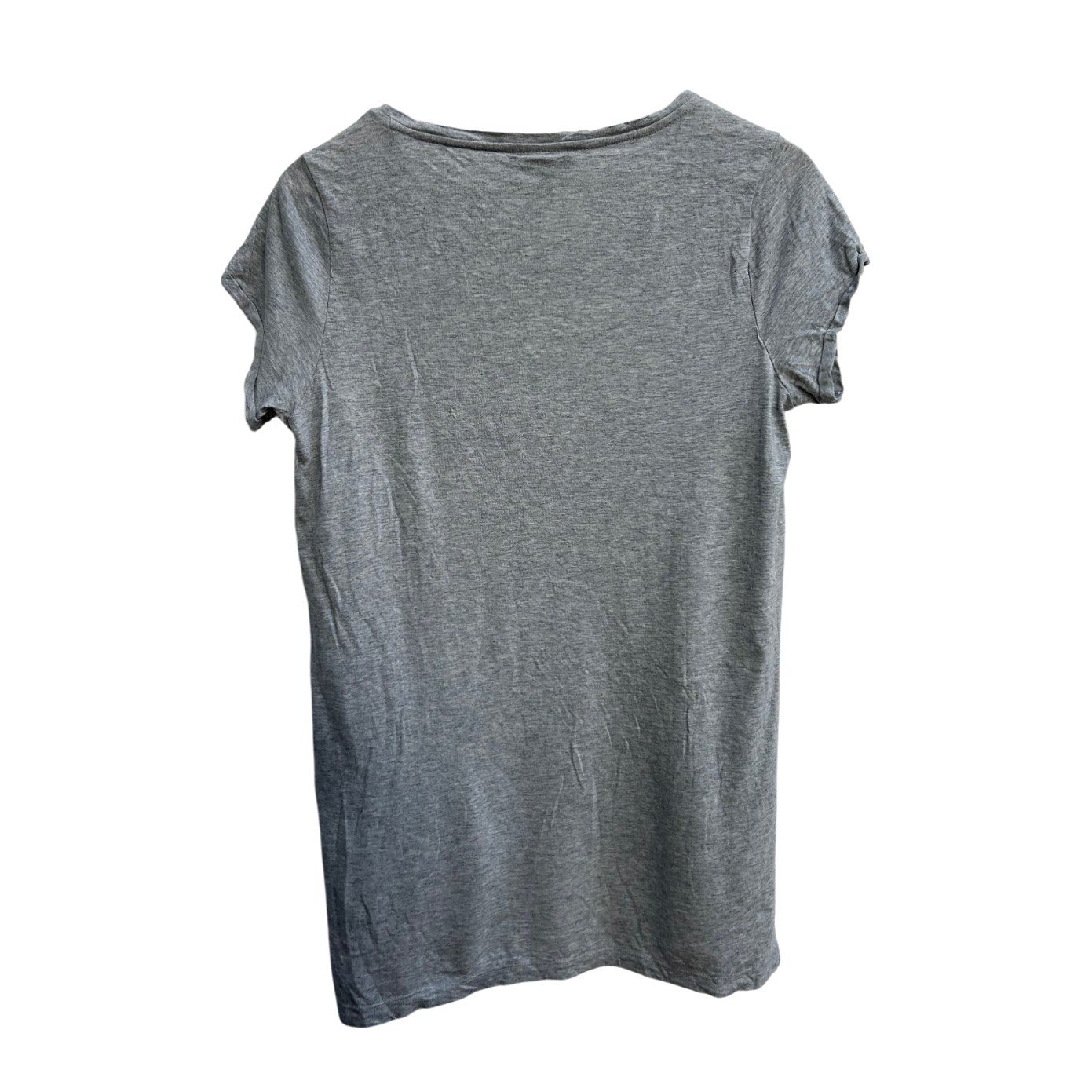 Gina Shirt Damen Gr 44 Grau Kurzarm Pailletten Motiv Paris Viskose Baumwolle