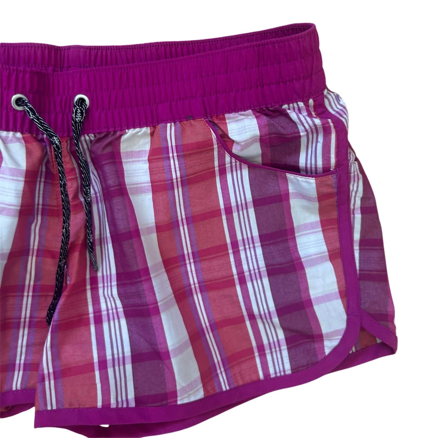 Fishbone Shorts Damen Gr M Pink Kariert Sommer Leicht Casual Elastisch