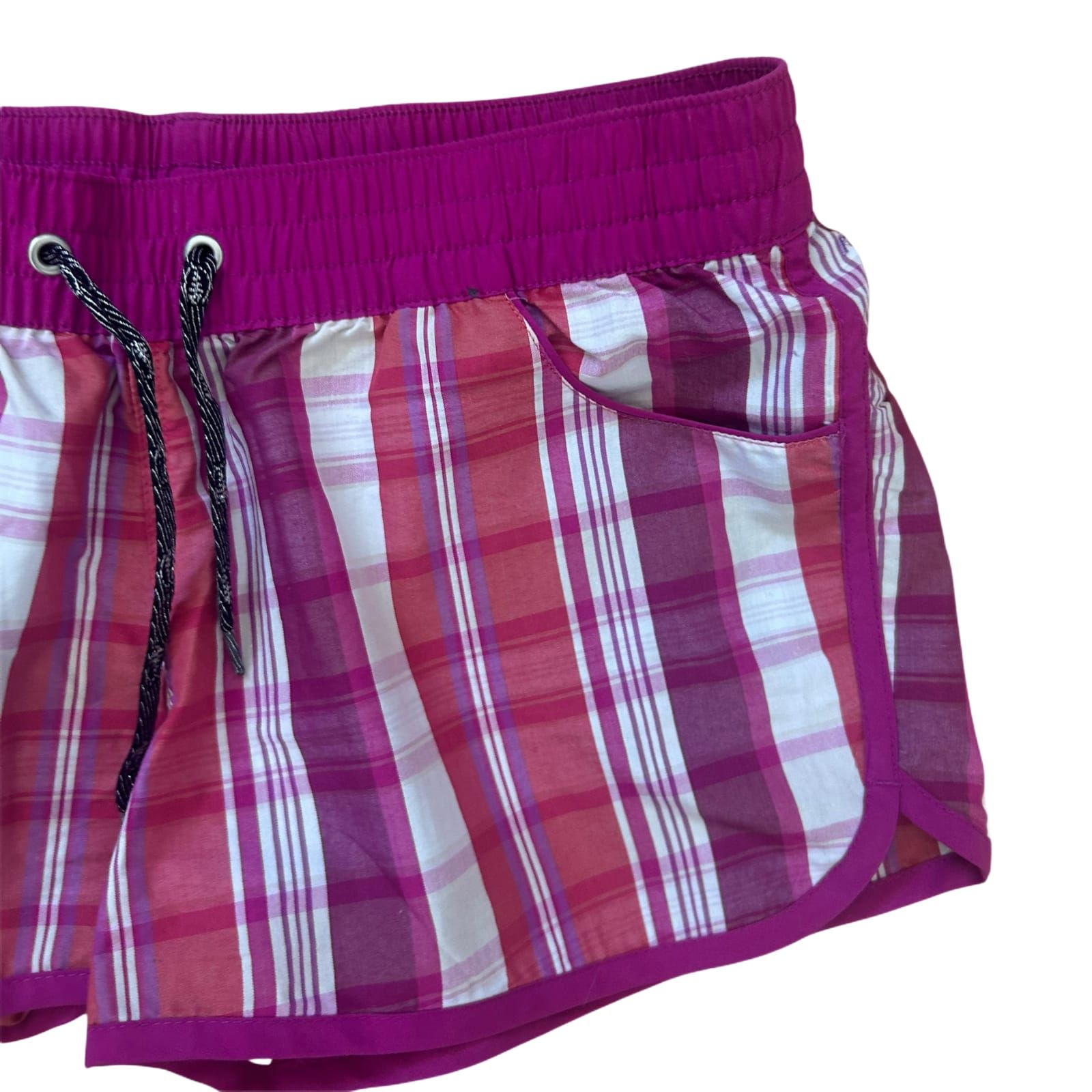 Fishbone Shorts Damen Gr M Pink Kariert Sommer Leicht Casual Elastisch