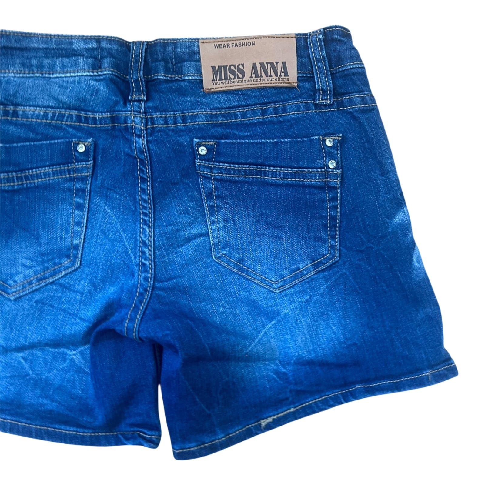 Miss Anna Jeans Shorts Damen Gr 36 Blau Slim Fit Sommer Baumwolle Stretch