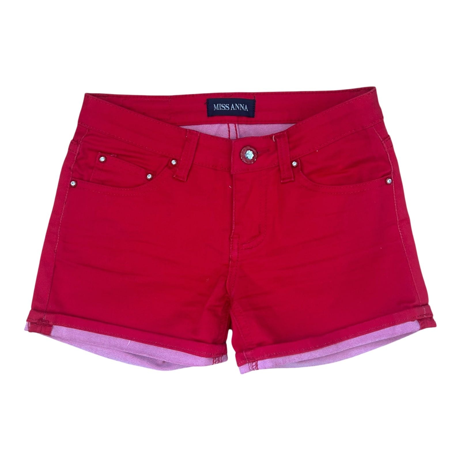 Miss Anna Jeans Shorts Damen Gr 36 Rot Slim Fit Sommer Baumwolle Stretch