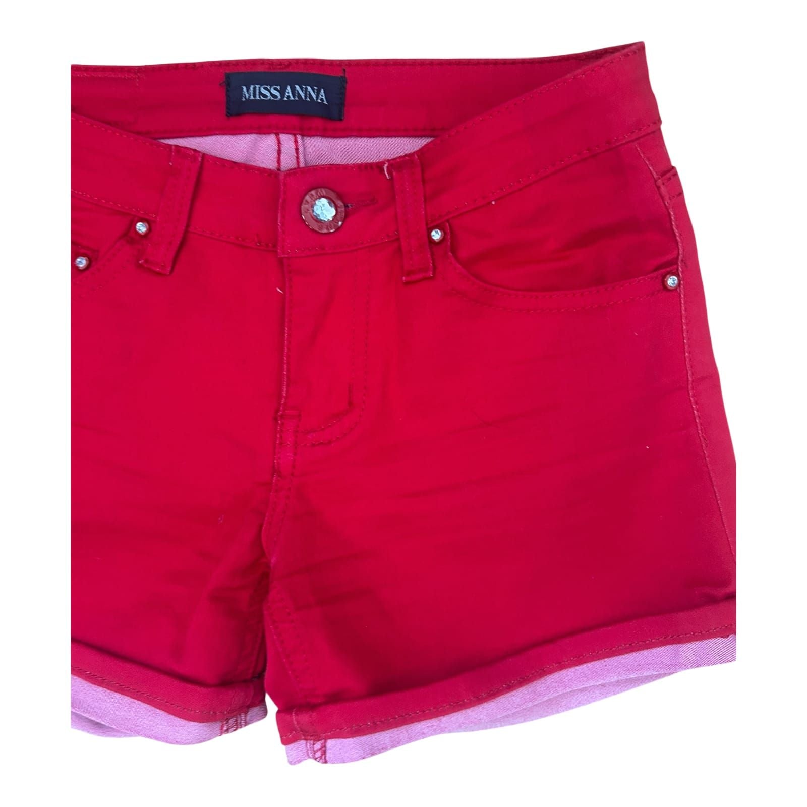 Miss Anna Jeans Shorts Damen Gr 36 Rot Slim Fit Sommer Baumwolle Stretch