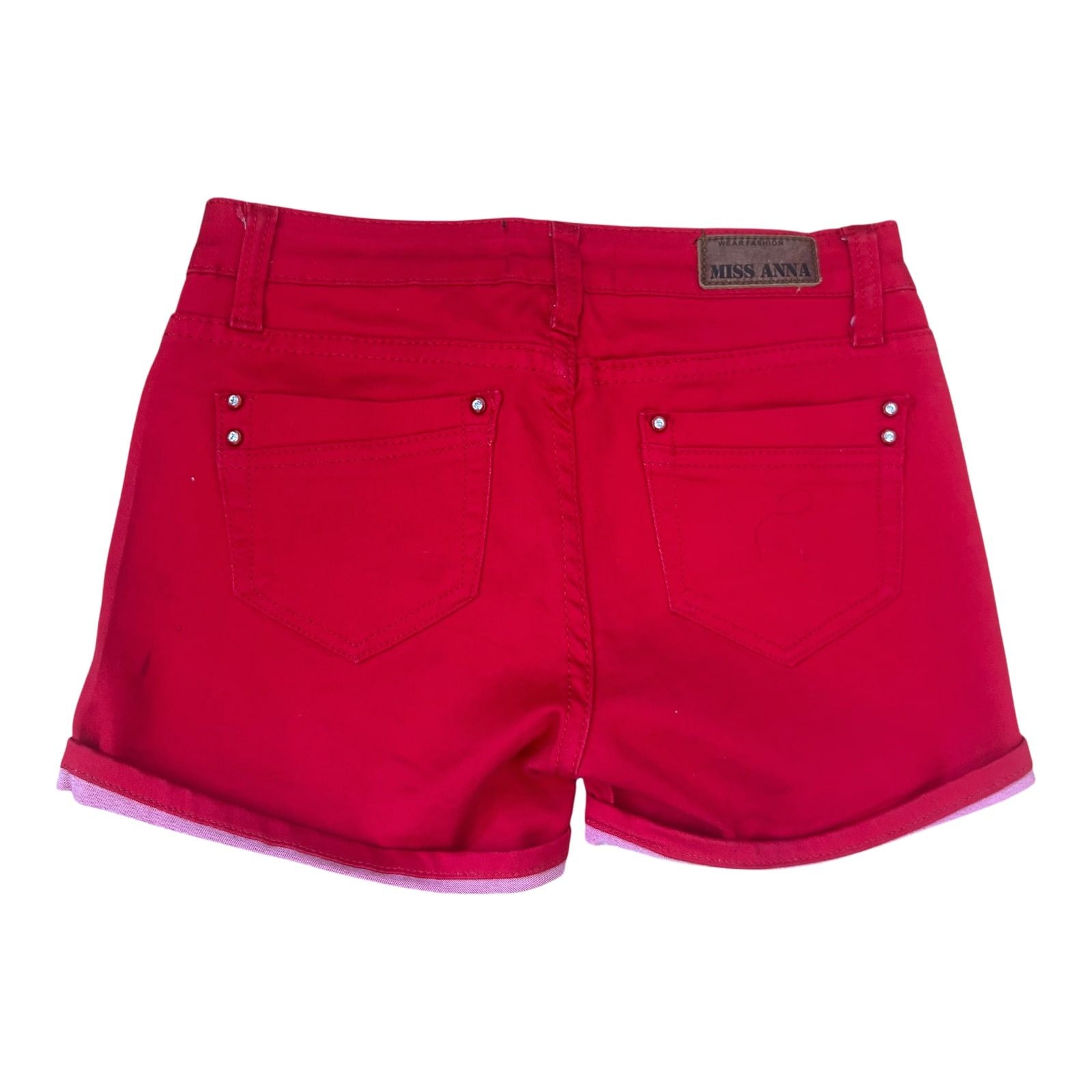 Miss Anna Jeans Shorts Damen Gr 36 Rot Slim Fit Sommer Baumwolle Stretch