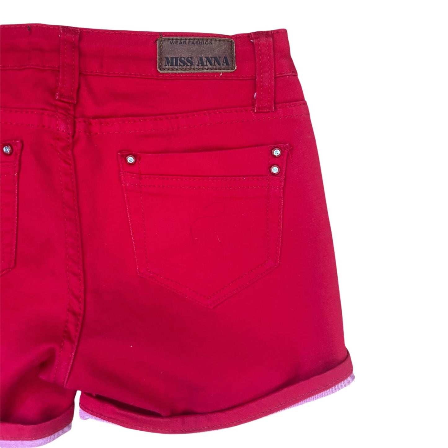 Miss Anna Jeans Shorts Damen Gr 36 Rot Slim Fit Sommer Baumwolle Stretch