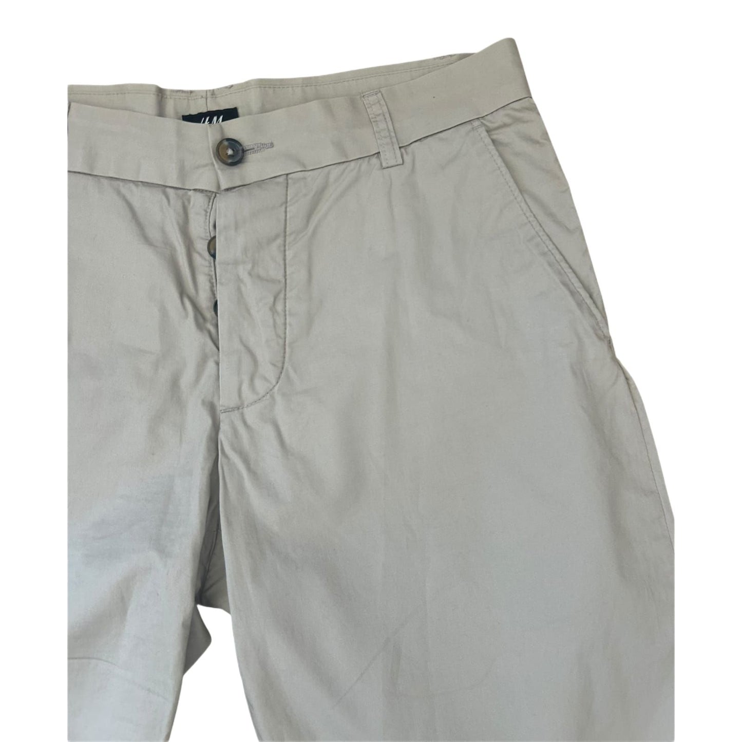 H&M Herren Cargo Shorts Bermuda Gr 46 Beige Baumwolle Sommer Freizeit
