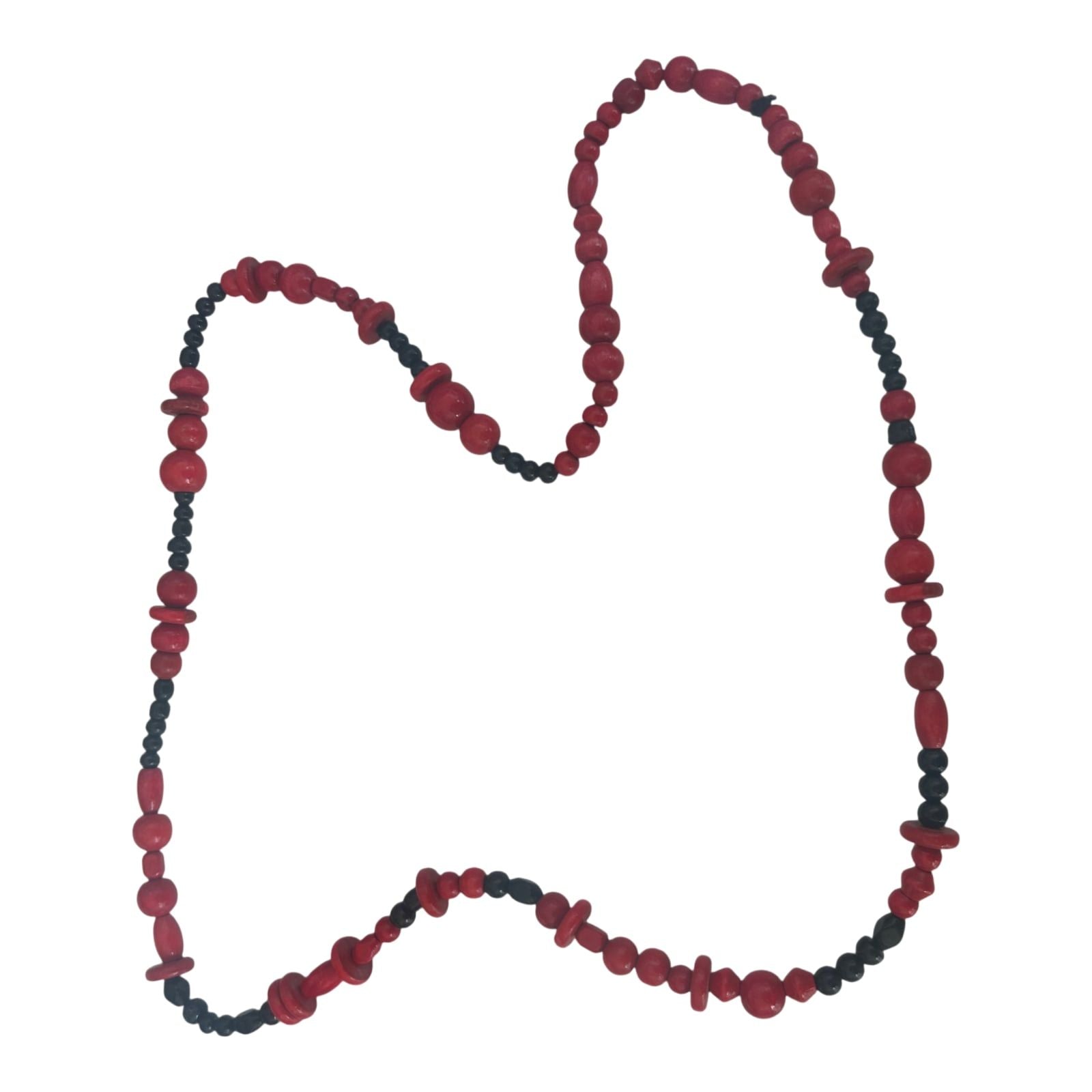 Rote Schwarz Perlenkette Damen Schmuck Kunststoff Elastisch Gummischnur