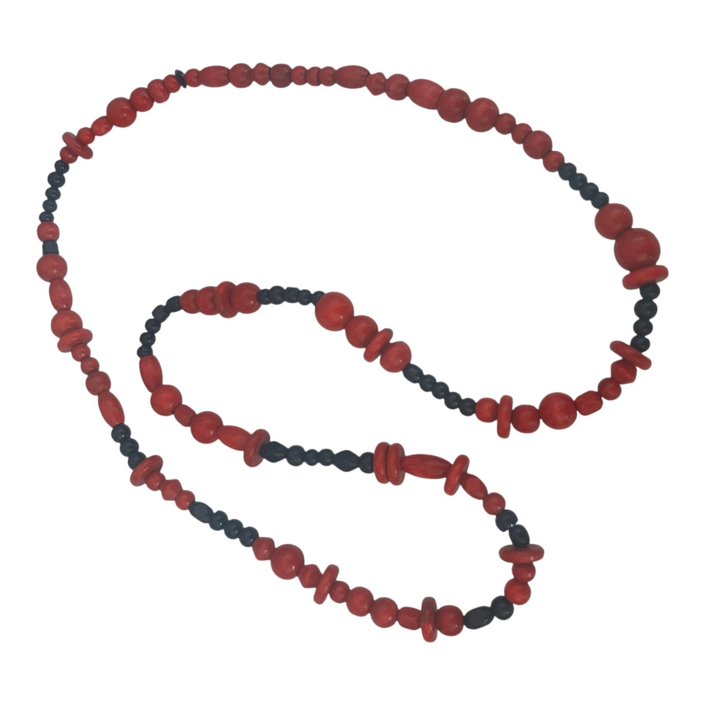 Rote Schwarz Perlenkette Damen Schmuck Kunststoff Elastisch Gummischnur