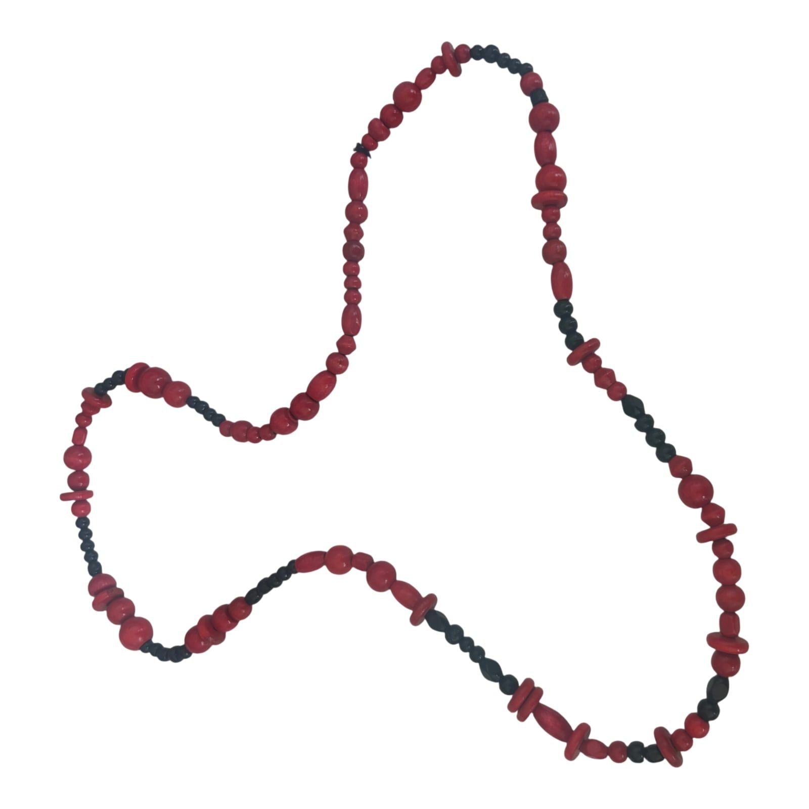 Rote Schwarz Perlenkette Damen Schmuck Kunststoff Elastisch Gummischnur
