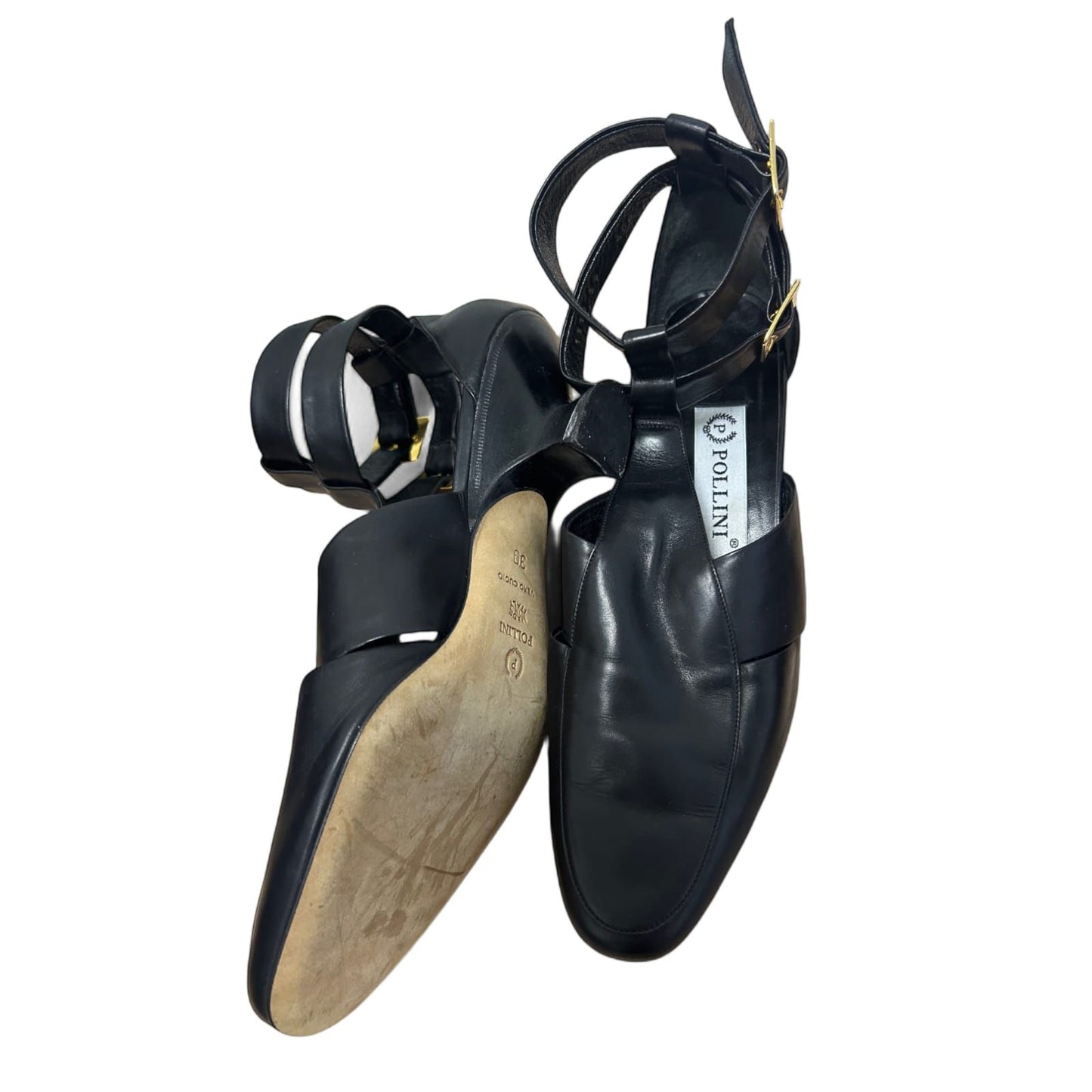 Pollini Pumps Damen Echtleder Schwarz Gr 39 Made in Italy Elegant Business Klassiker