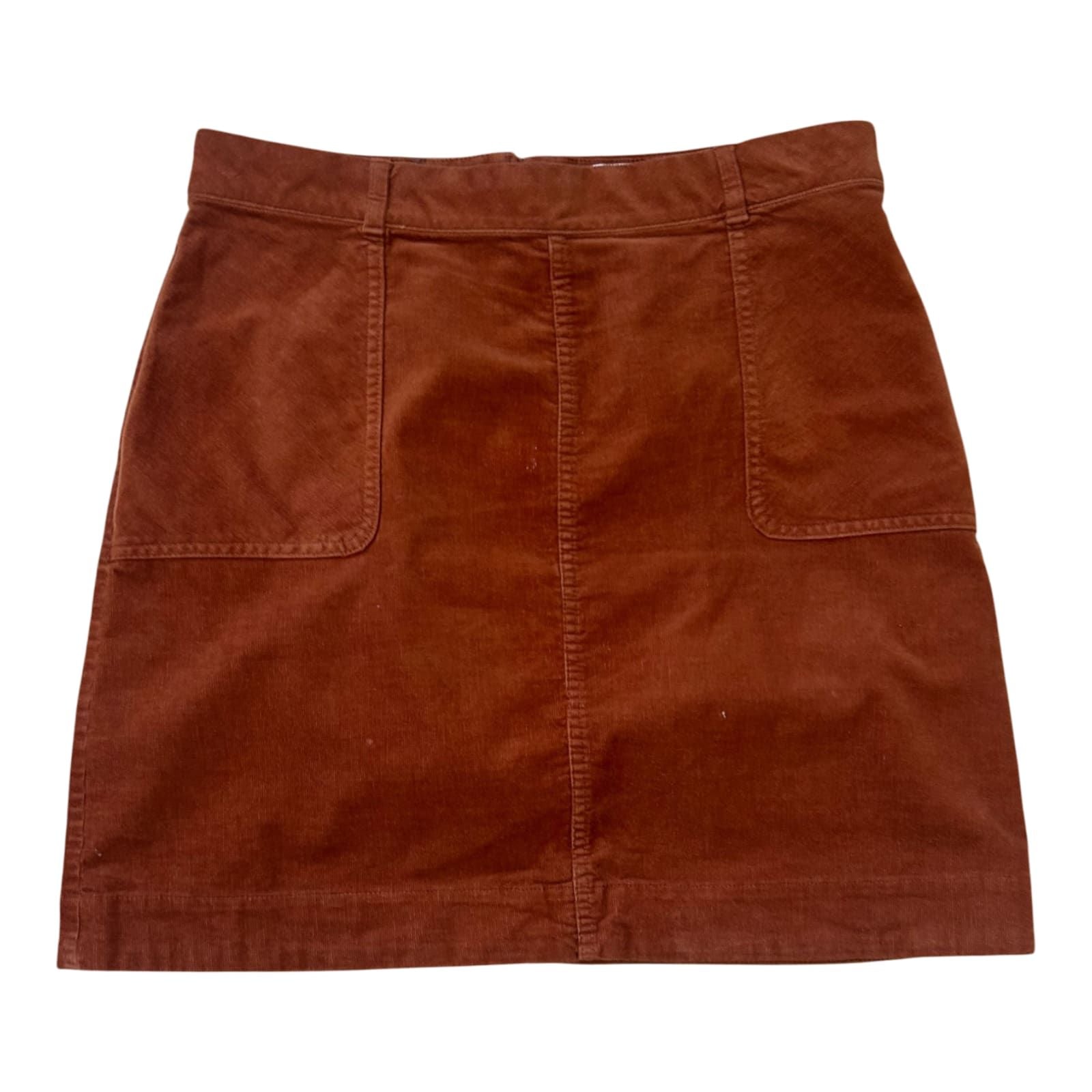 Damen Cordrock Braun Gr 40 Baumwolle Stretch Reißverschluss Midi Elegant