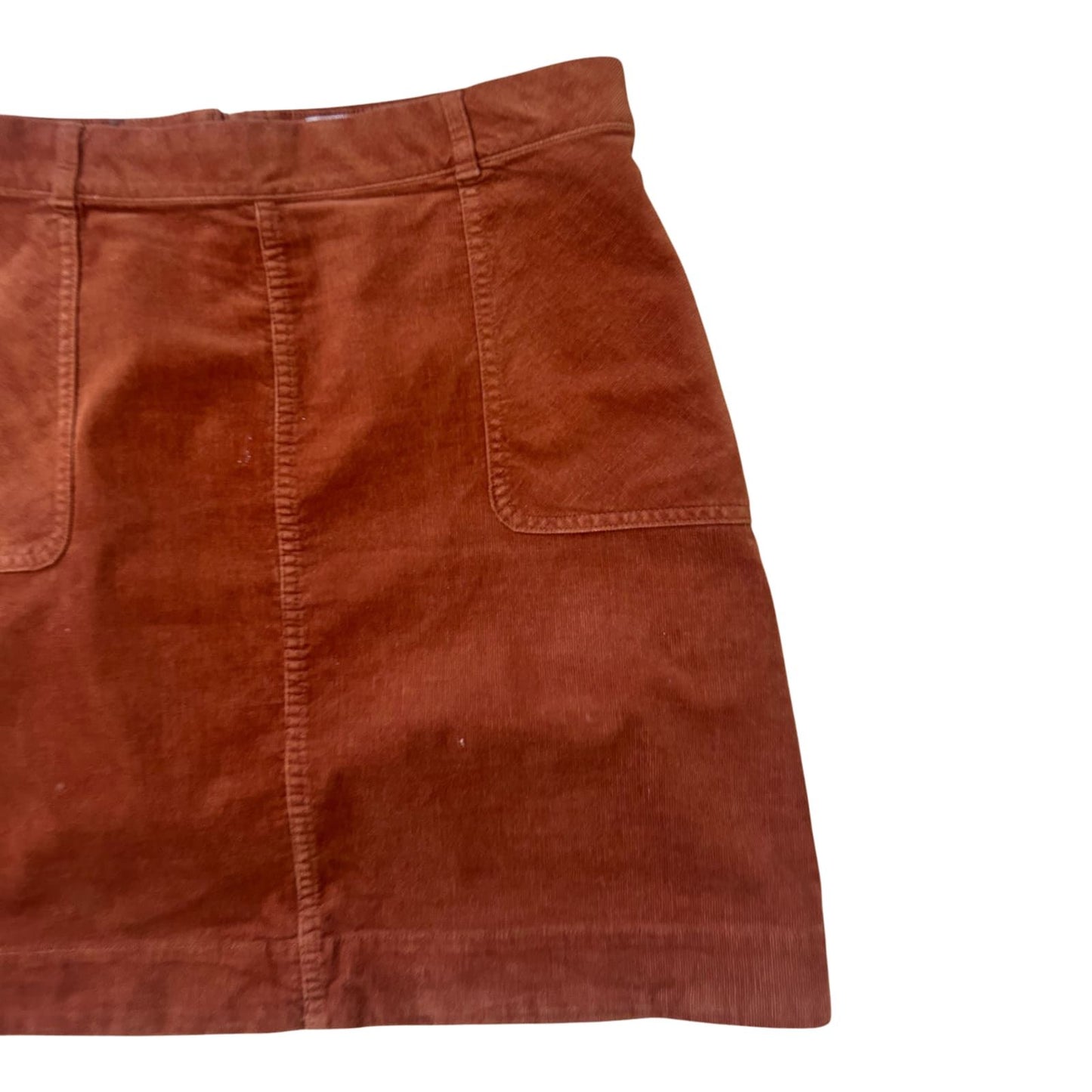 Damen Cordrock Braun Gr 40 Baumwolle Stretch Reißverschluss Midi Elegant