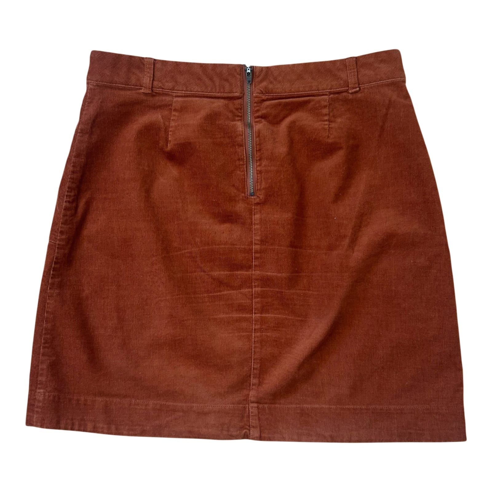 Damen Cordrock Braun Gr 40 Baumwolle Stretch Reißverschluss Midi Elegant