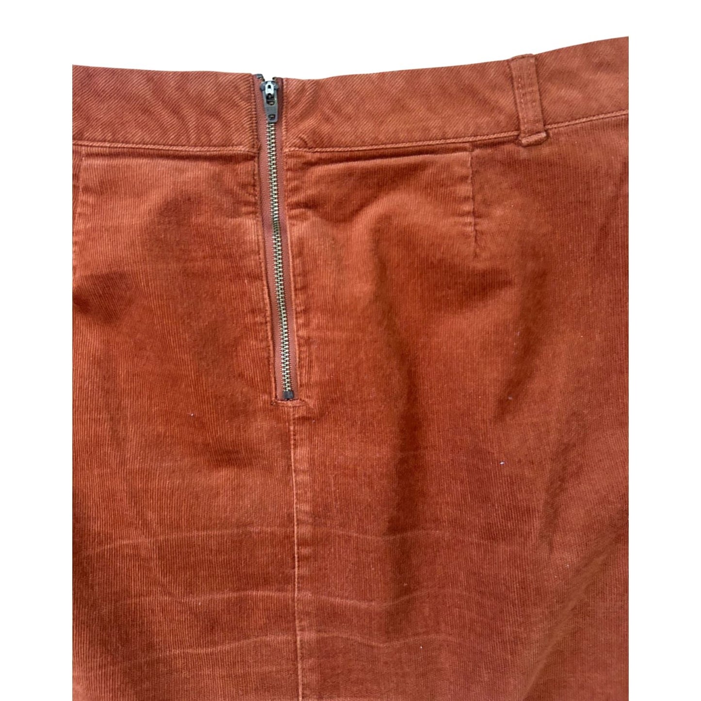 Damen Cordrock Braun Gr 40 Baumwolle Stretch Reißverschluss Midi Elegant