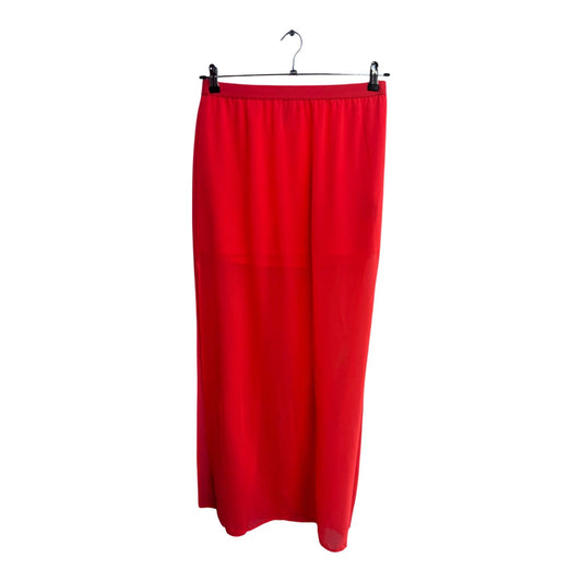 H&M Rock Damen Gr 38 Neonrot Lang Schlitz Sommer Elegant Fließend