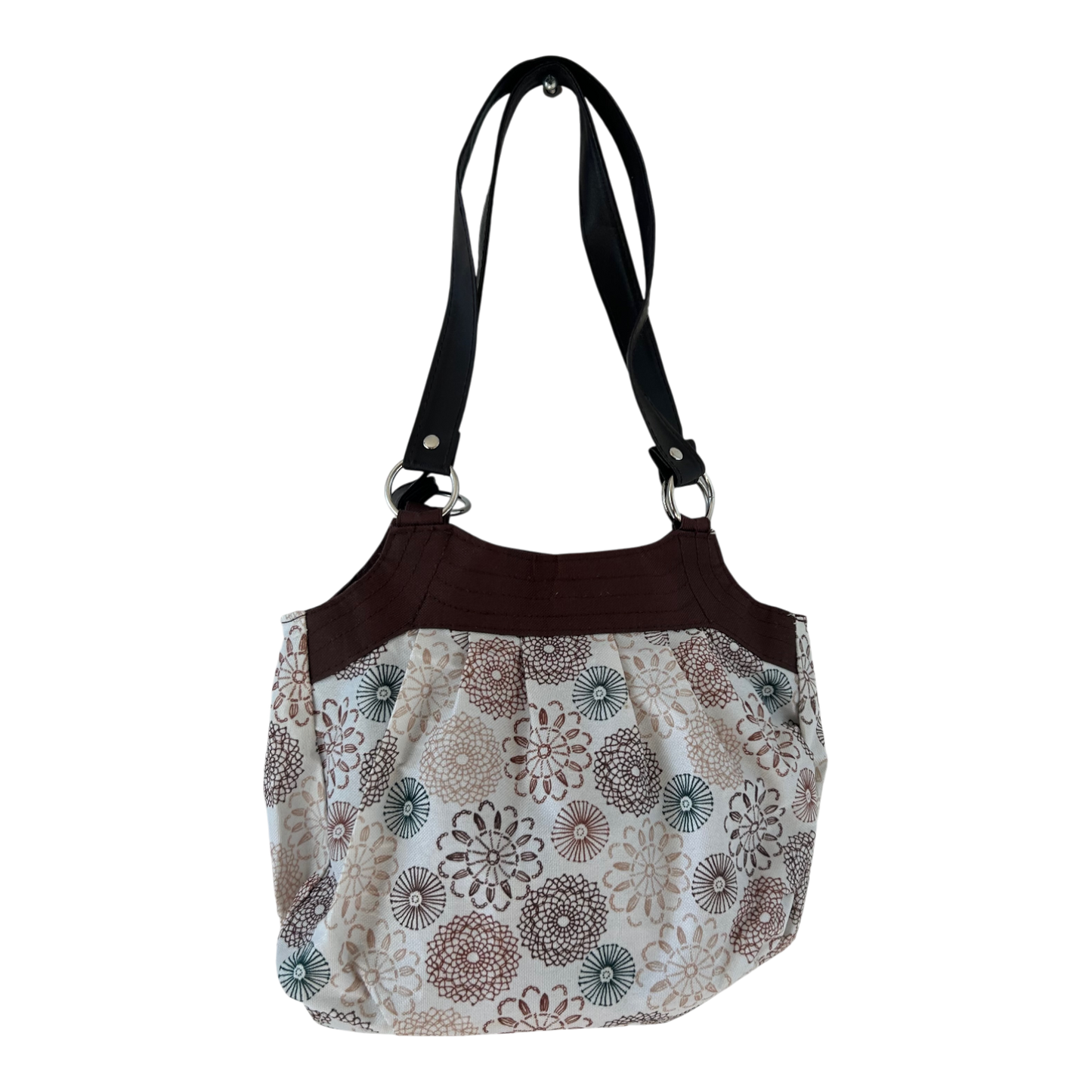 Stofftasche Braun Beige Damen Schultertasche Blumenmuster Casual Alltag Tasche Neu