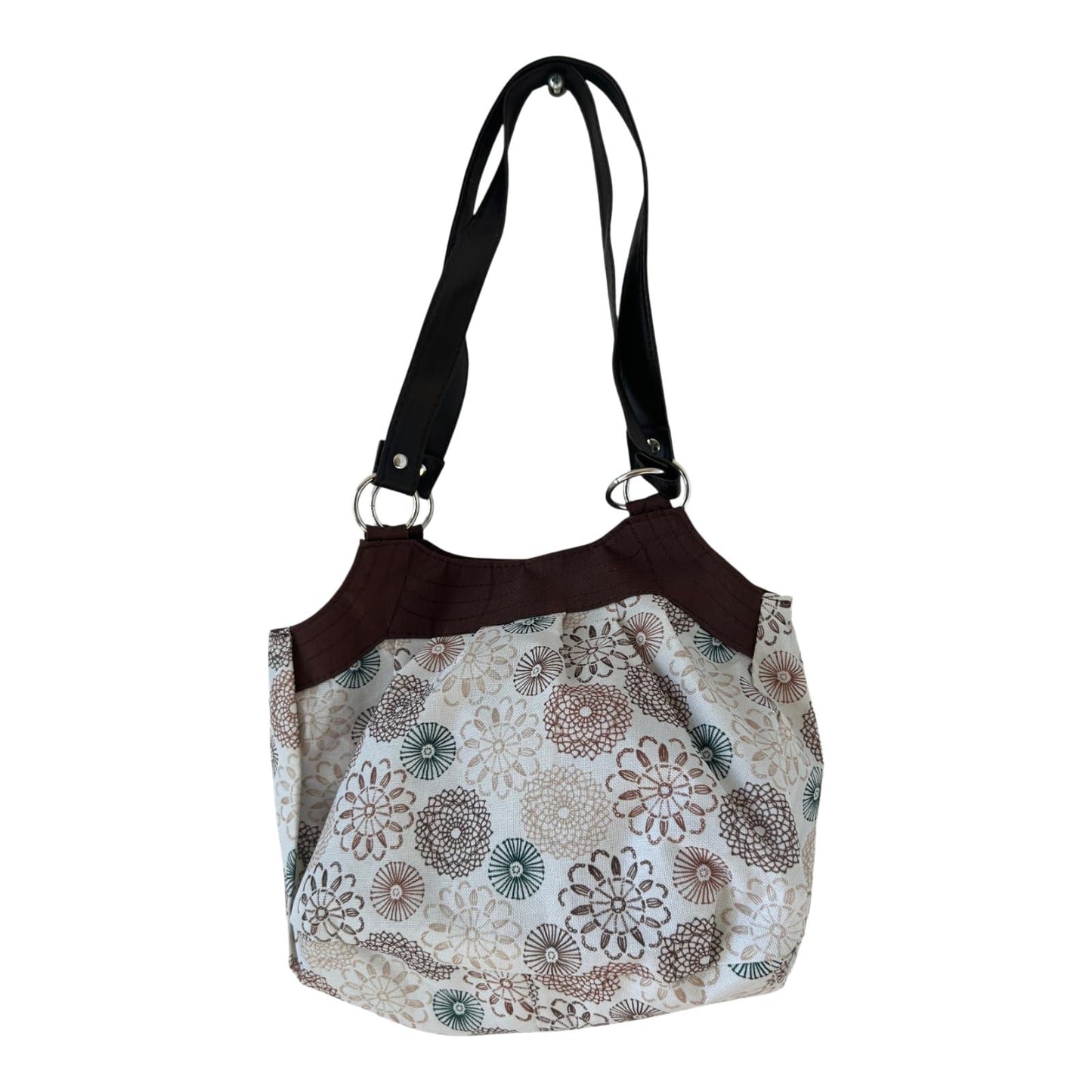 Stofftasche Braun Beige Damen Schultertasche Blumenmuster Casual Alltag Tasche Neu