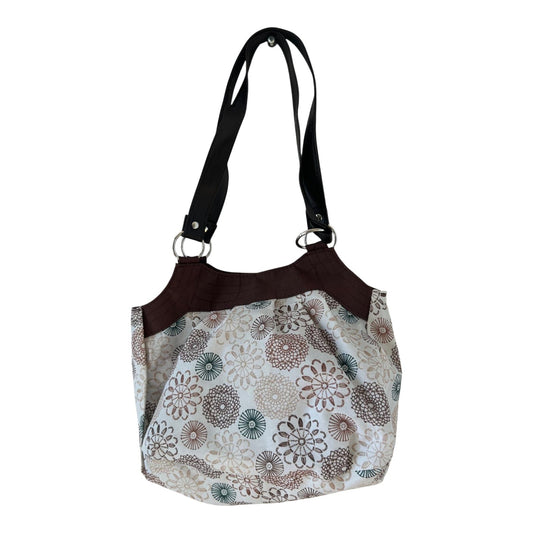 Stofftasche Braun Beige Damen Schultertasche Blumenmuster Casual Alltag Tasche Neu