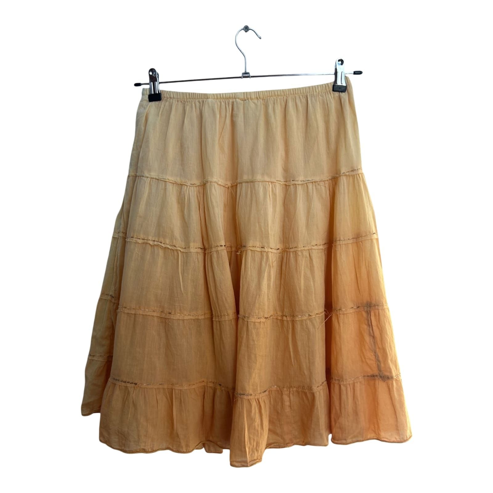 Raveena Rock Damen Gr M Orange Stufenrock Baumwolle Boho Sommer
