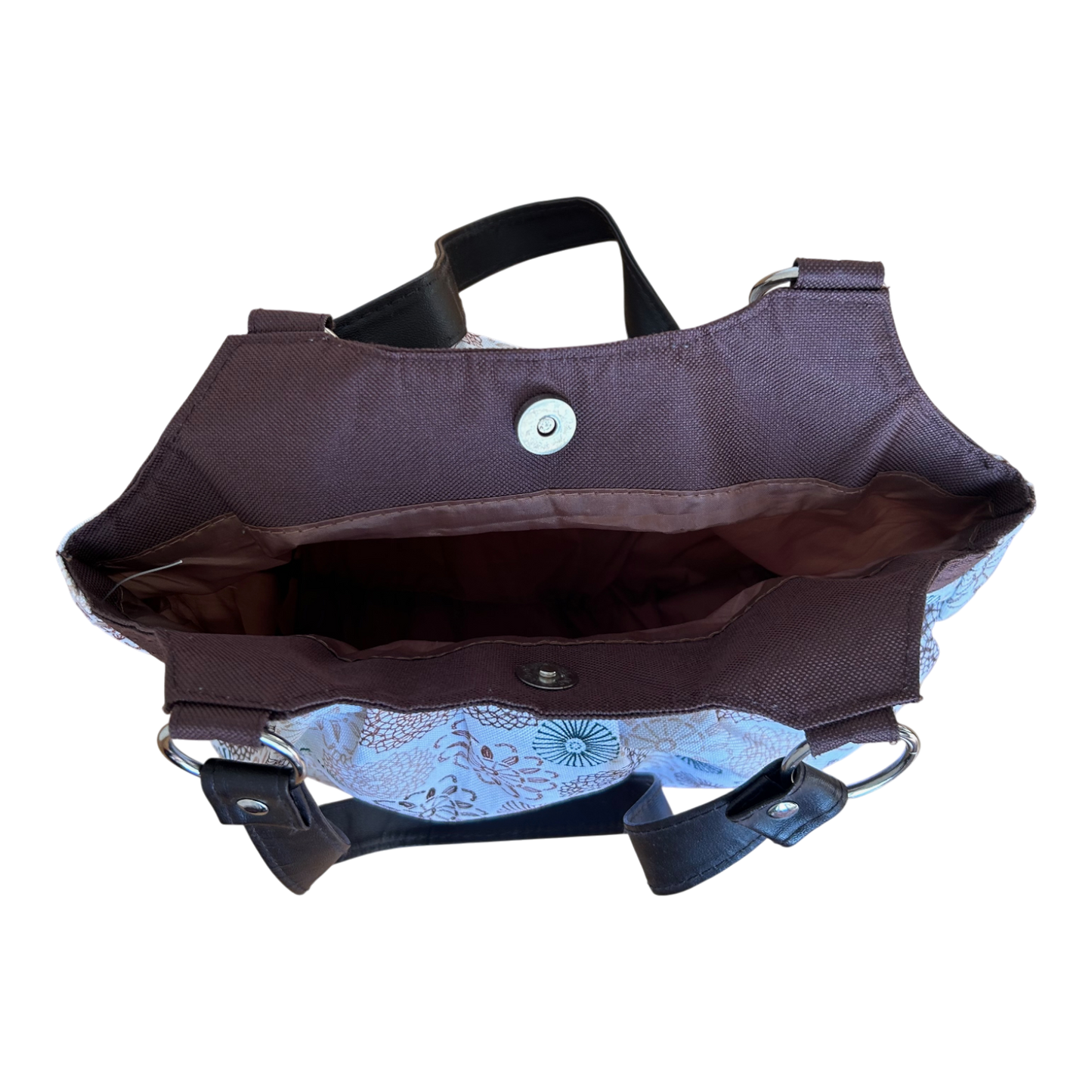 Stofftasche Braun Beige Damen Schultertasche Blumenmuster Casual Alltag Tasche Neu