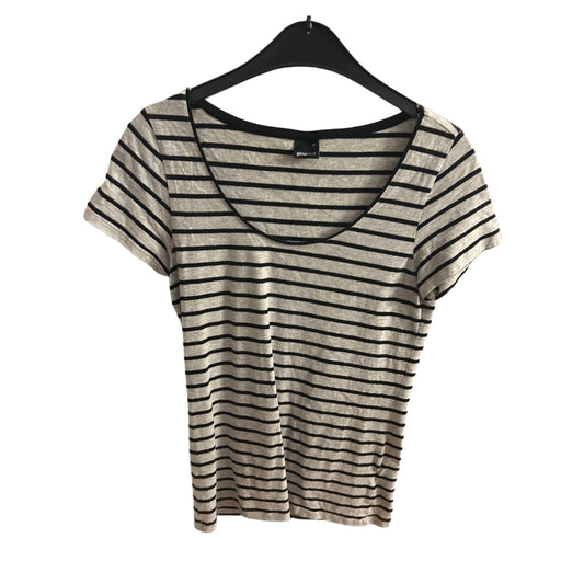 🧵 Gina Tricot T-Shirt Damen M – Streifenlook – Grau/Schwarz 🧵