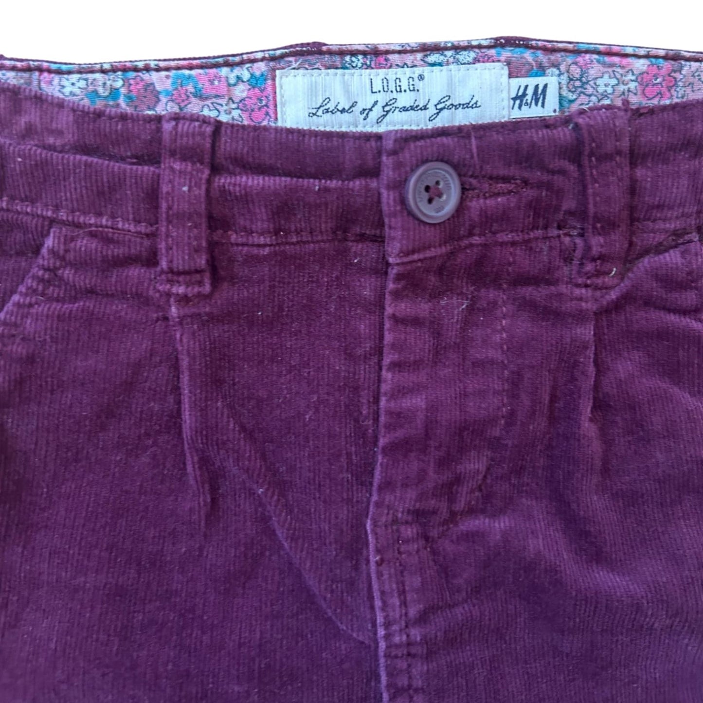 H&M Rock Mädchen Gr 110 Bordeaux Cord Mini Baumwolle Verstellbar