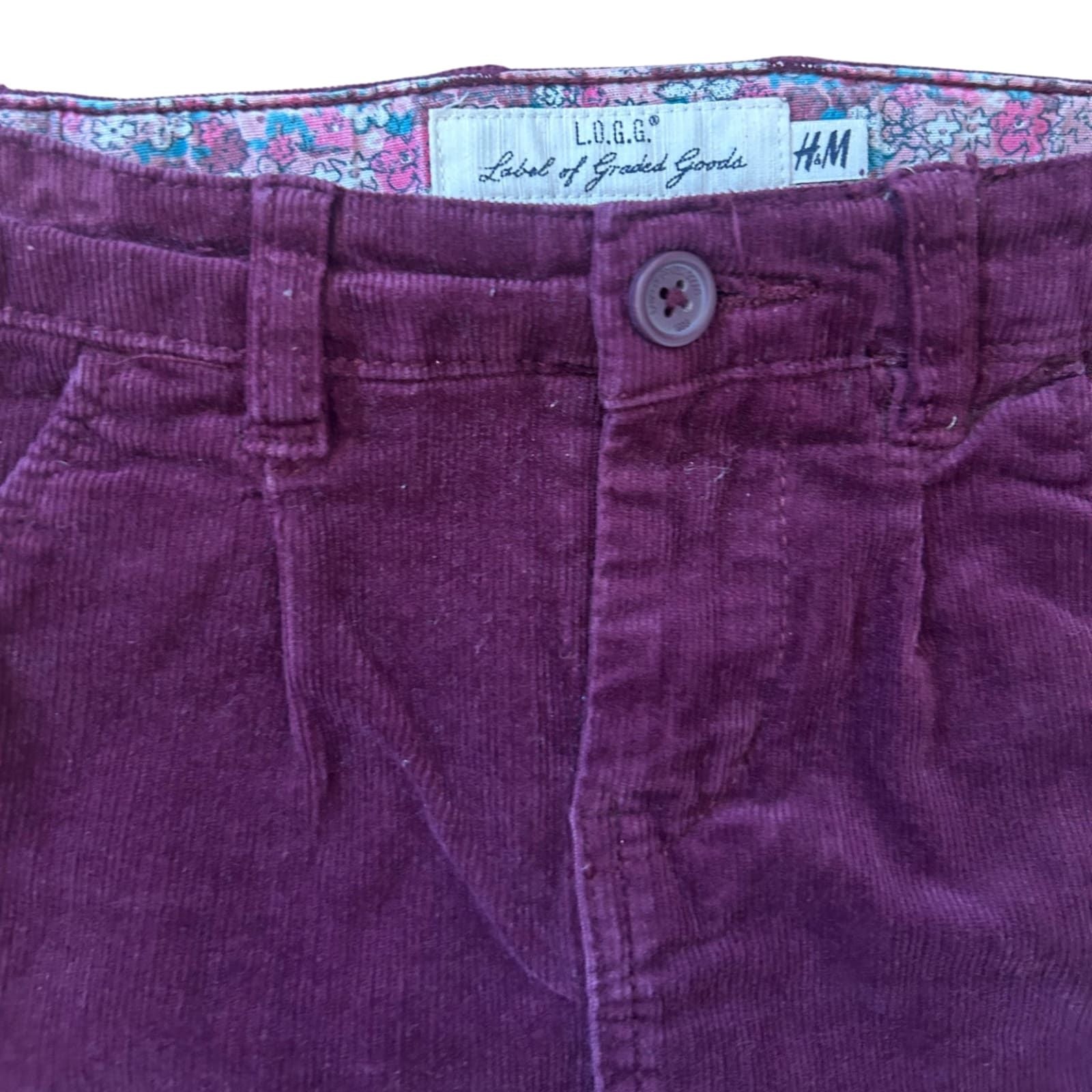 H&M Rock Mädchen Gr 110 Bordeaux Cord Mini Baumwolle Verstellbar
