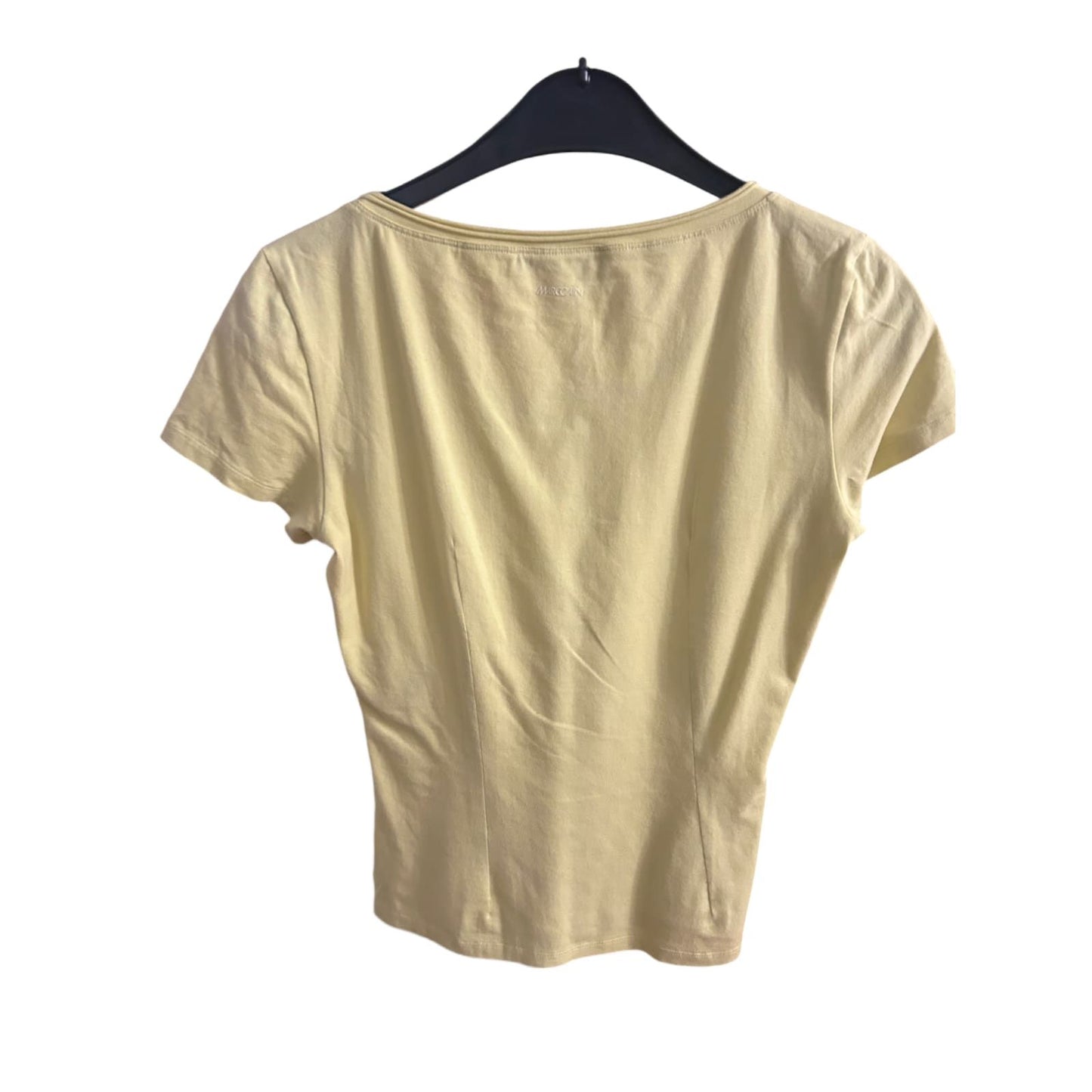 Marc Cain T Shirt Damen Oberteil Gr. M Gelbgrün Baumwolle Stretch Guter Zustand