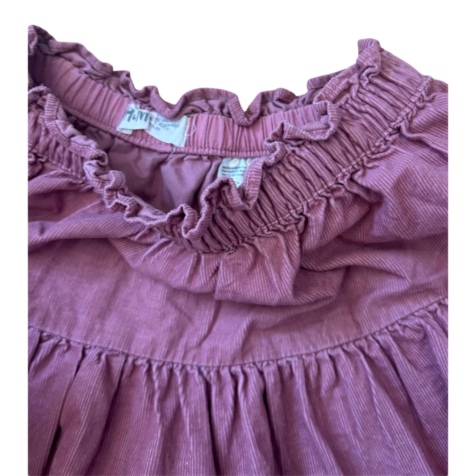 H&M Rock Mädchen Cordrock Gr 92 Altrosa Sommer Baumwolle Rüschen Kinder