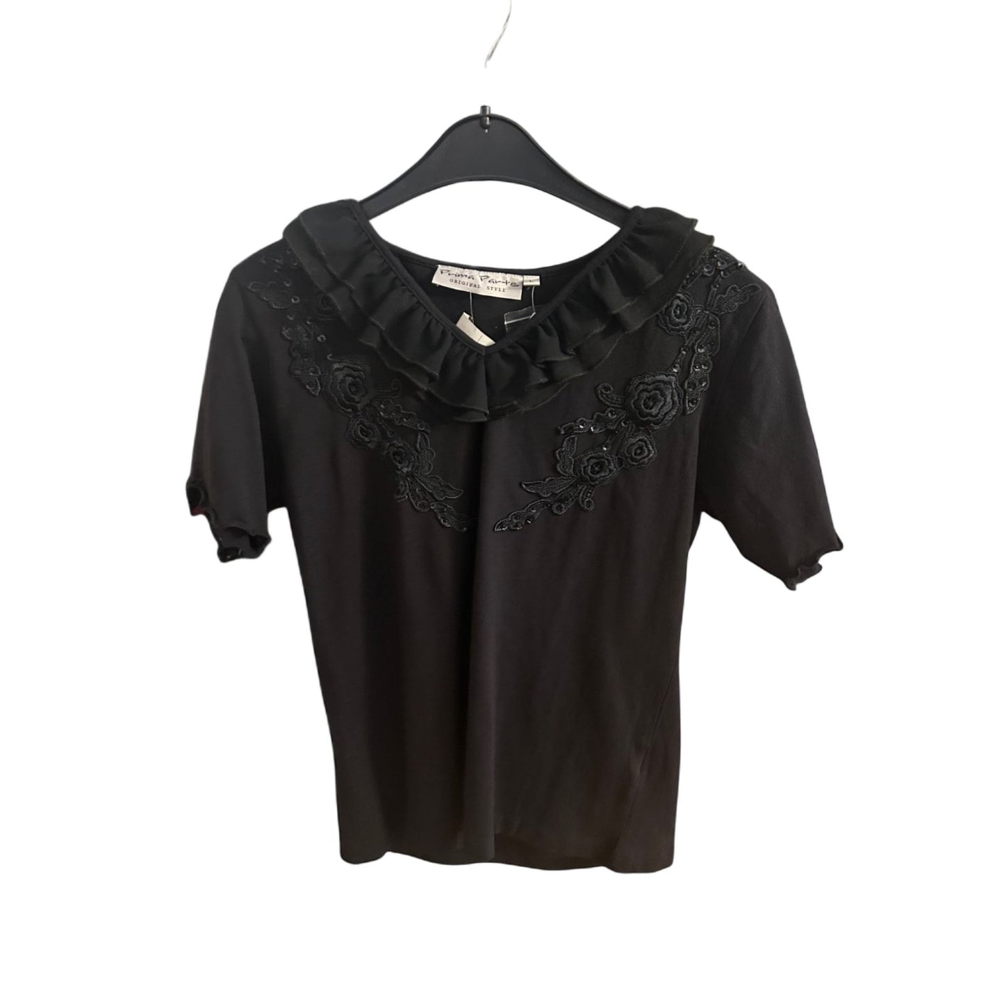🖤 Prima Parte Shirt L Schwarz - Rüschenkragen 🖤