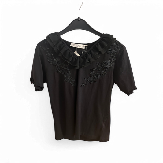 🖤 Prima Parte Shirt L Schwarz - Rüschenkragen 🖤