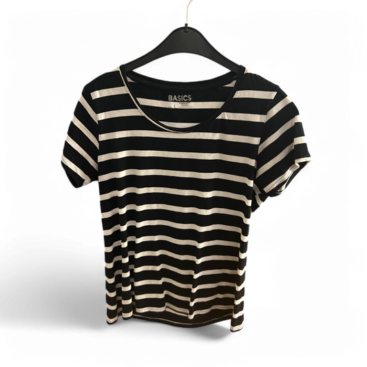 🖤 Infinity Basics Shirt L – Schwarz-Weiß Gestreift 🖤