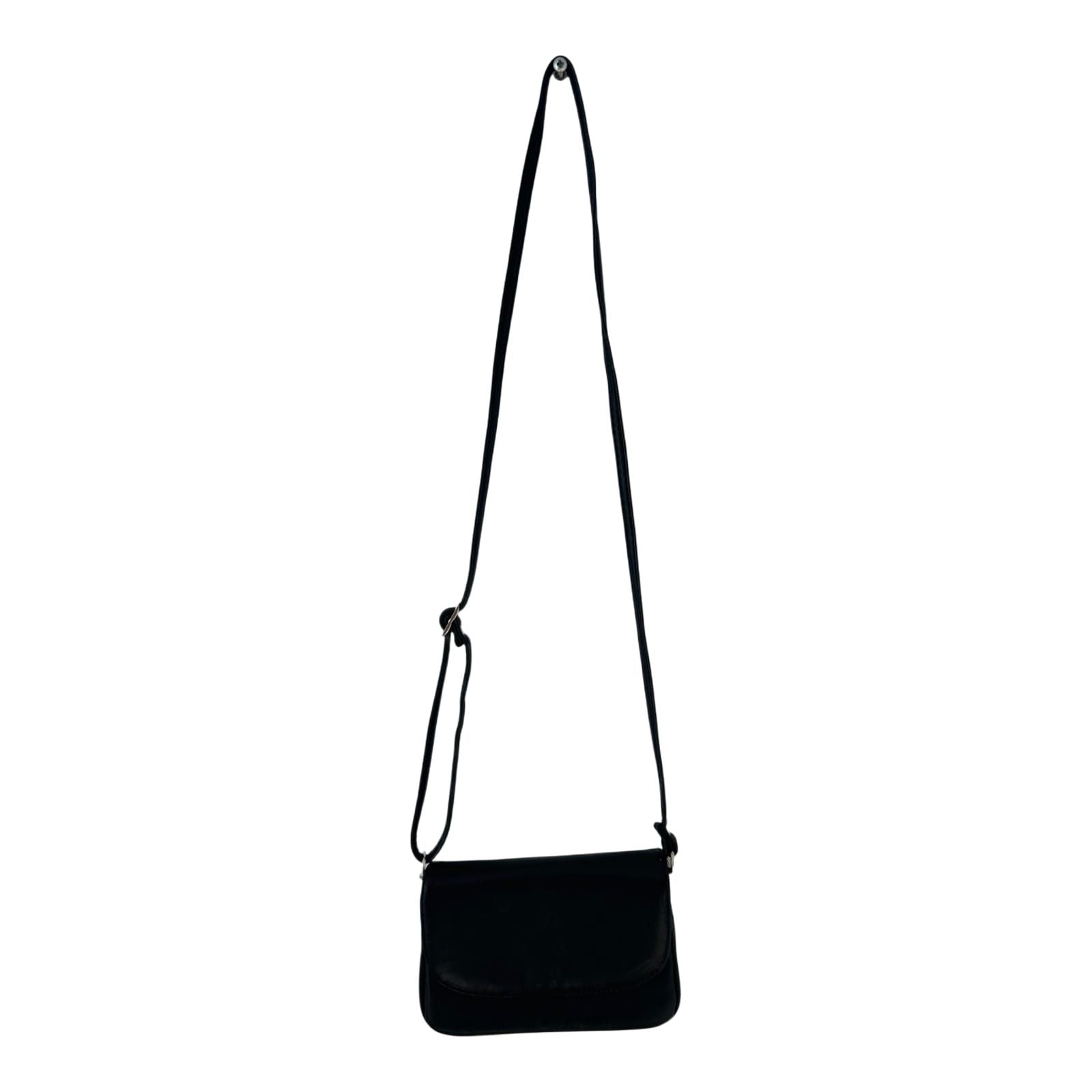 Schwarze Schultertasche Damen Kunstleder Tasche 20x15x8 cm viele Faecher Alltag