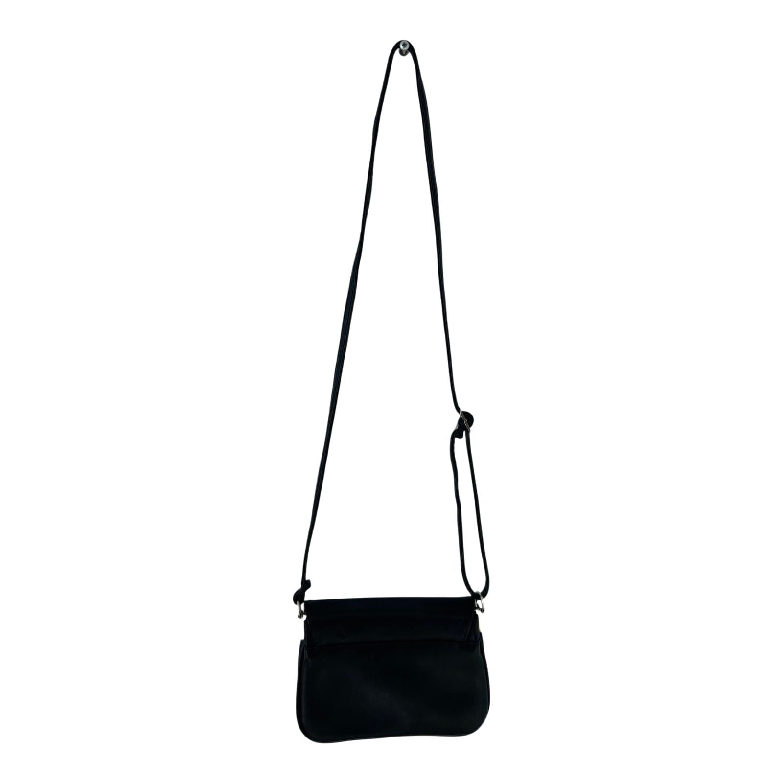Schwarze Schultertasche Damen Kunstleder Tasche 20x15x8 cm viele Faecher Alltag