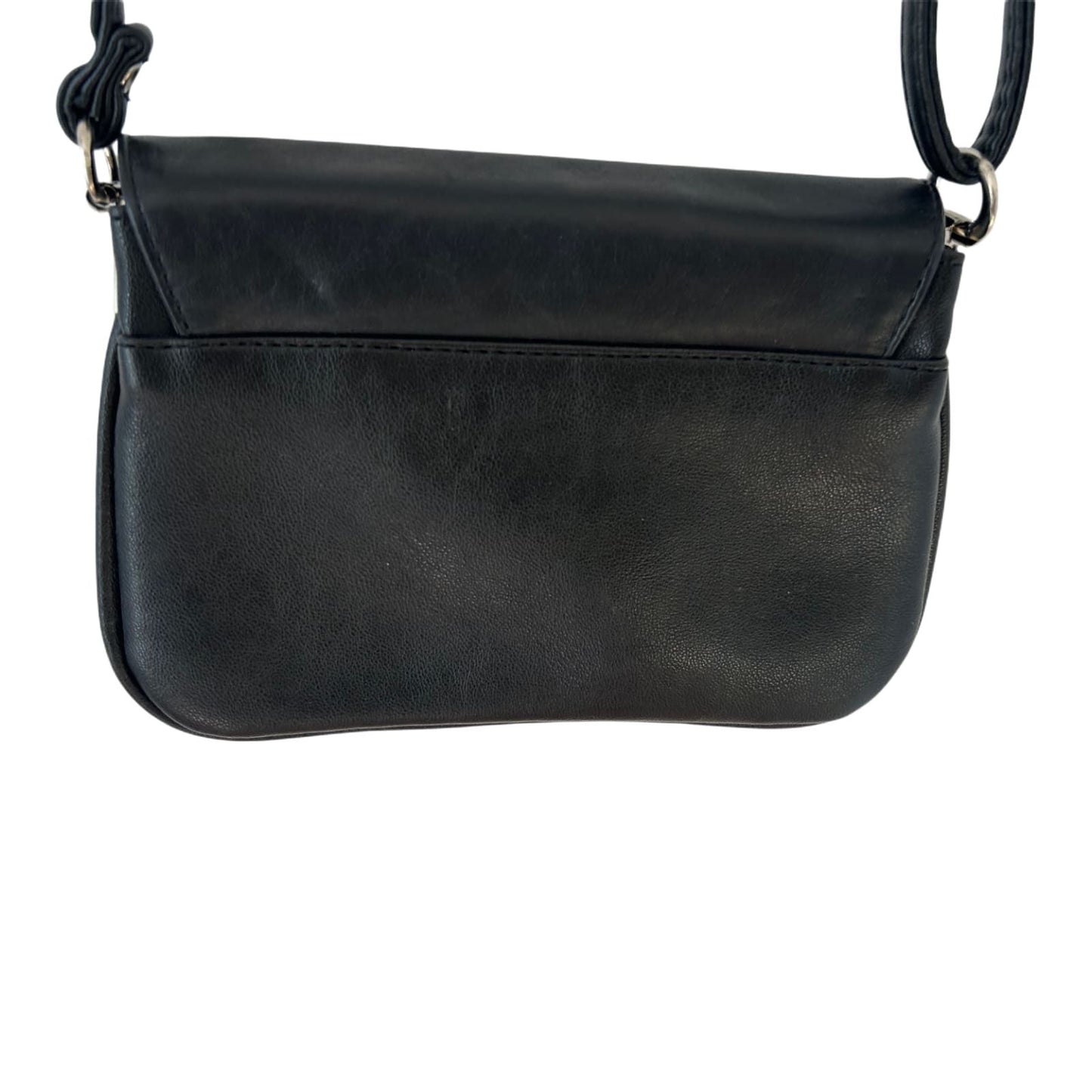 Schwarze Schultertasche Damen Kunstleder Tasche 20x15x8 cm viele Faecher Alltag