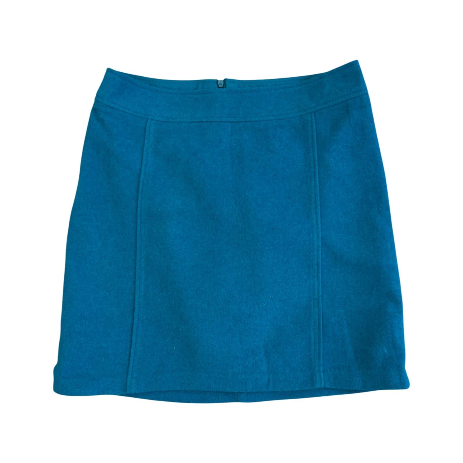 Rock Damen Gr 36 Blau Wollmix Gefüttert Minirock Elegant Reißverschluss