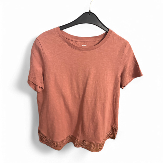 🌸 KIABI T-Shirt Damen L Rosa – Häkelspitze Saum – Top Zustand 🌸