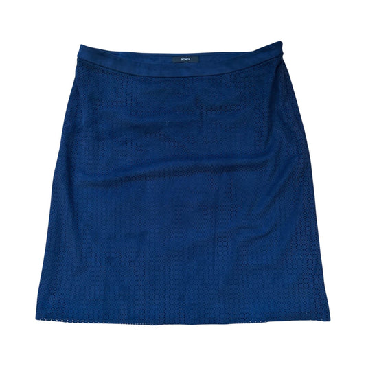 Bonita Rock Damen Gr 42 Blau Lochmuster Veloursoptik Sommerrock Elegant