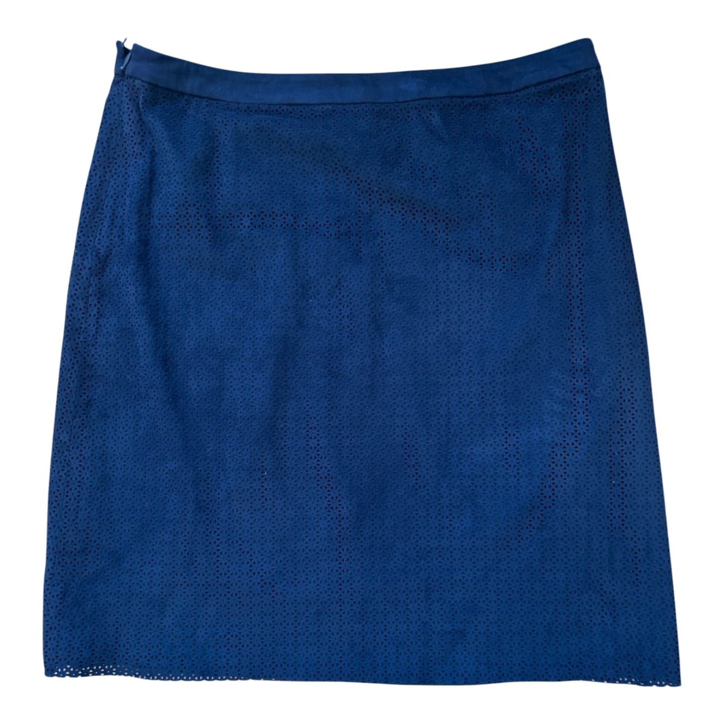 Bonita Rock Damen Gr 42 Blau Lochmuster Veloursoptik Sommerrock Elegant