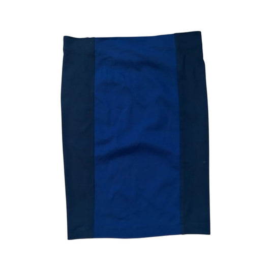 H&M Rock Damen Gr M Blau Stretch Basic Bleistiftrock Knielang Elegant