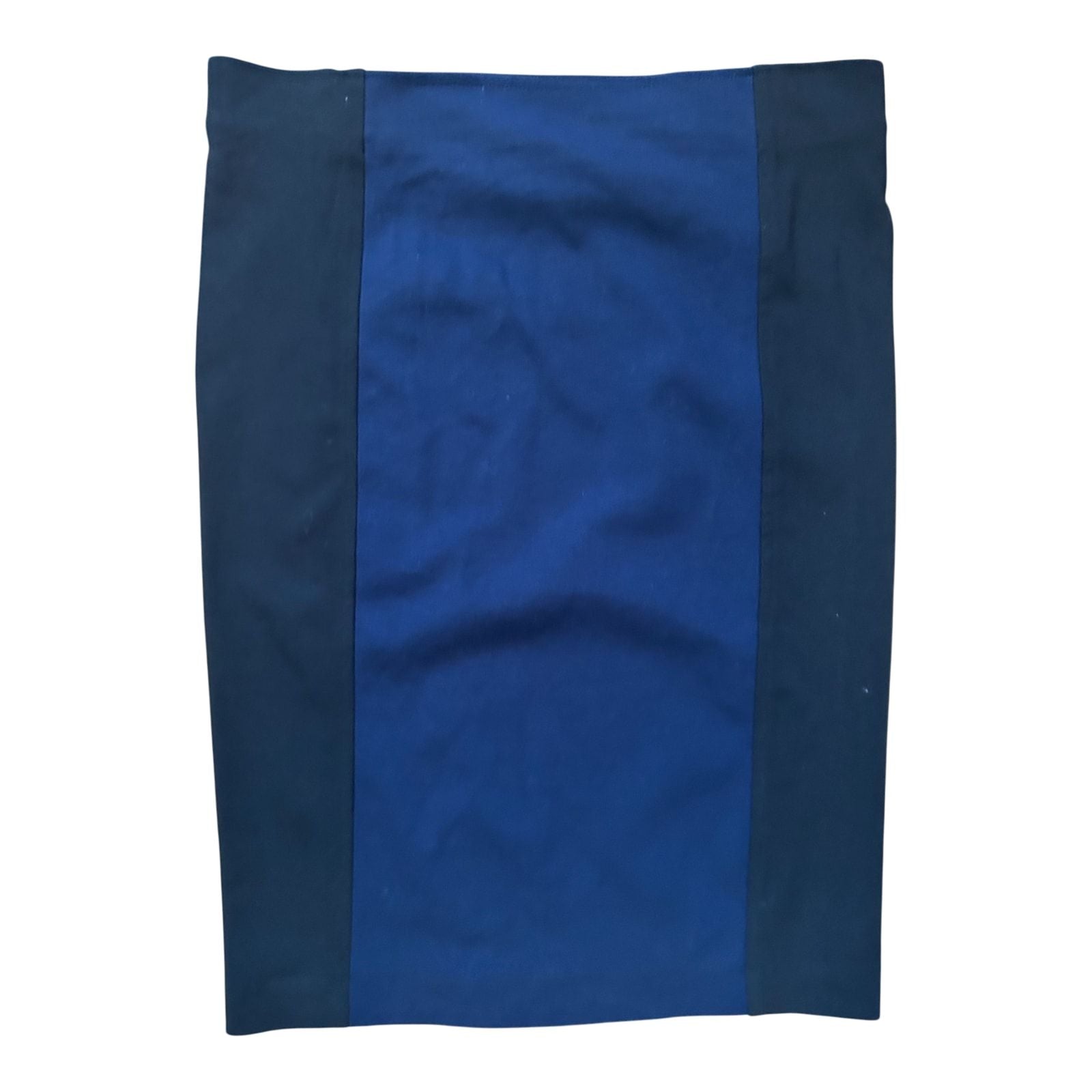 H&M Rock Damen Gr M Blau Stretch Basic Bleistiftrock Knielang Elegant